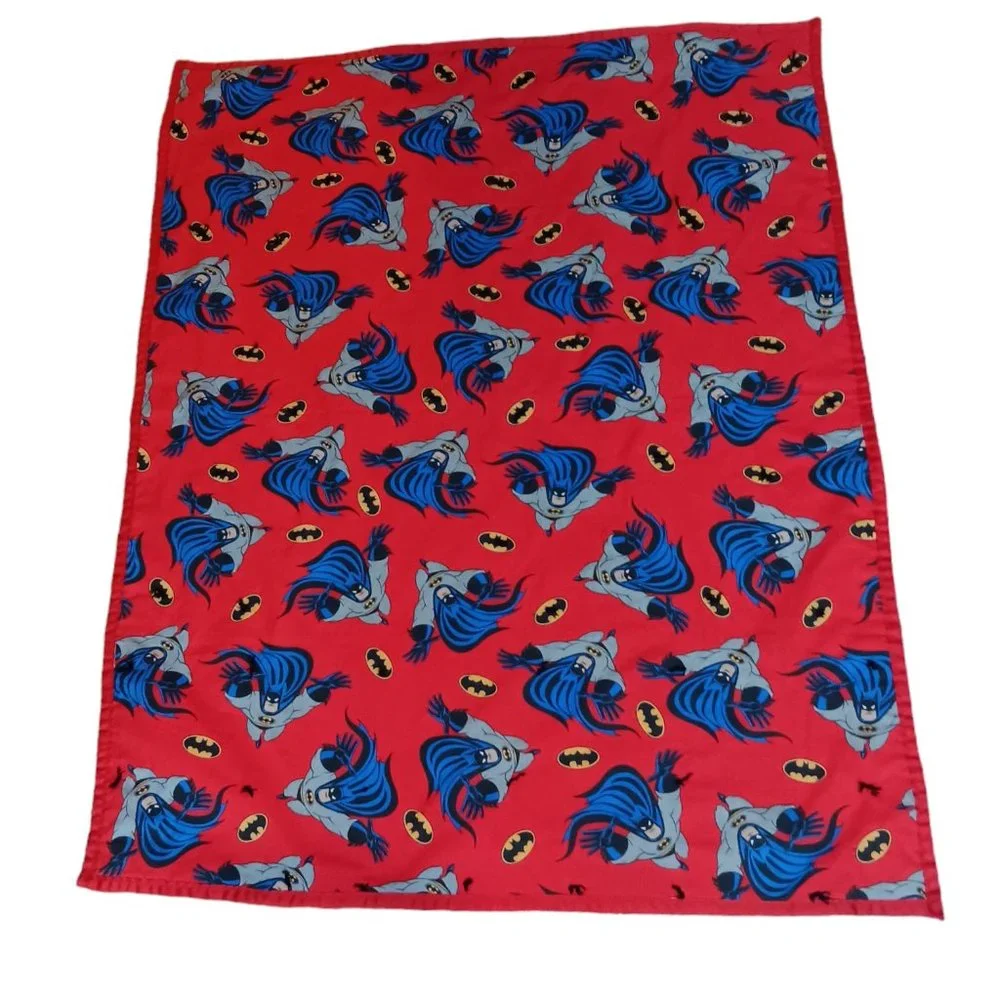 Handmade Batman Quilt Blanket Red Blue Grey Reversible